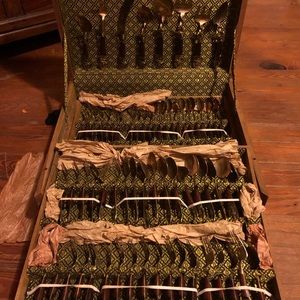 1950s Vintage 114 pc Rosewood and Brass Flatware